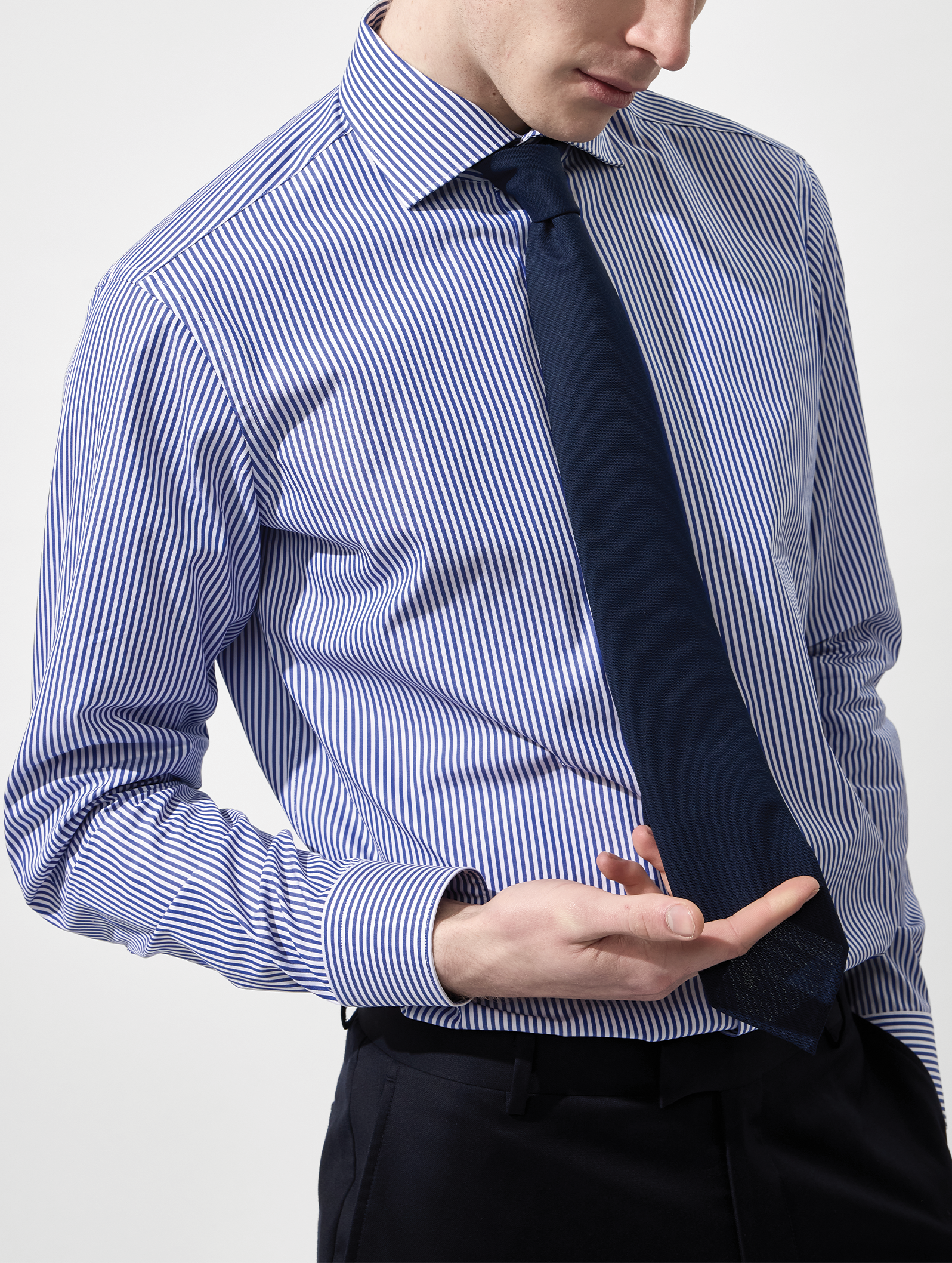 OB1 OFFICE BENGAL STRIPE FINE POPLIN | MEN (DARK BLUE)