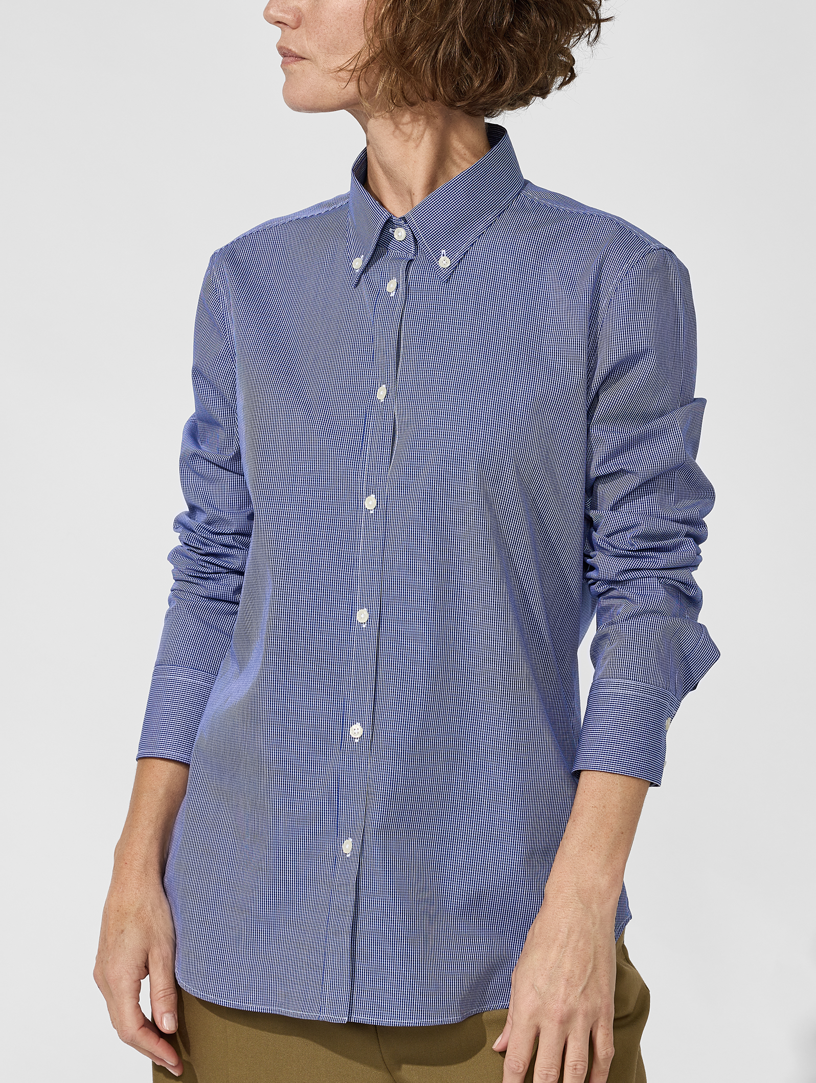 OB2 STUDIO MICRO-CHECK POPLIN | WOMEN (COBALT)
