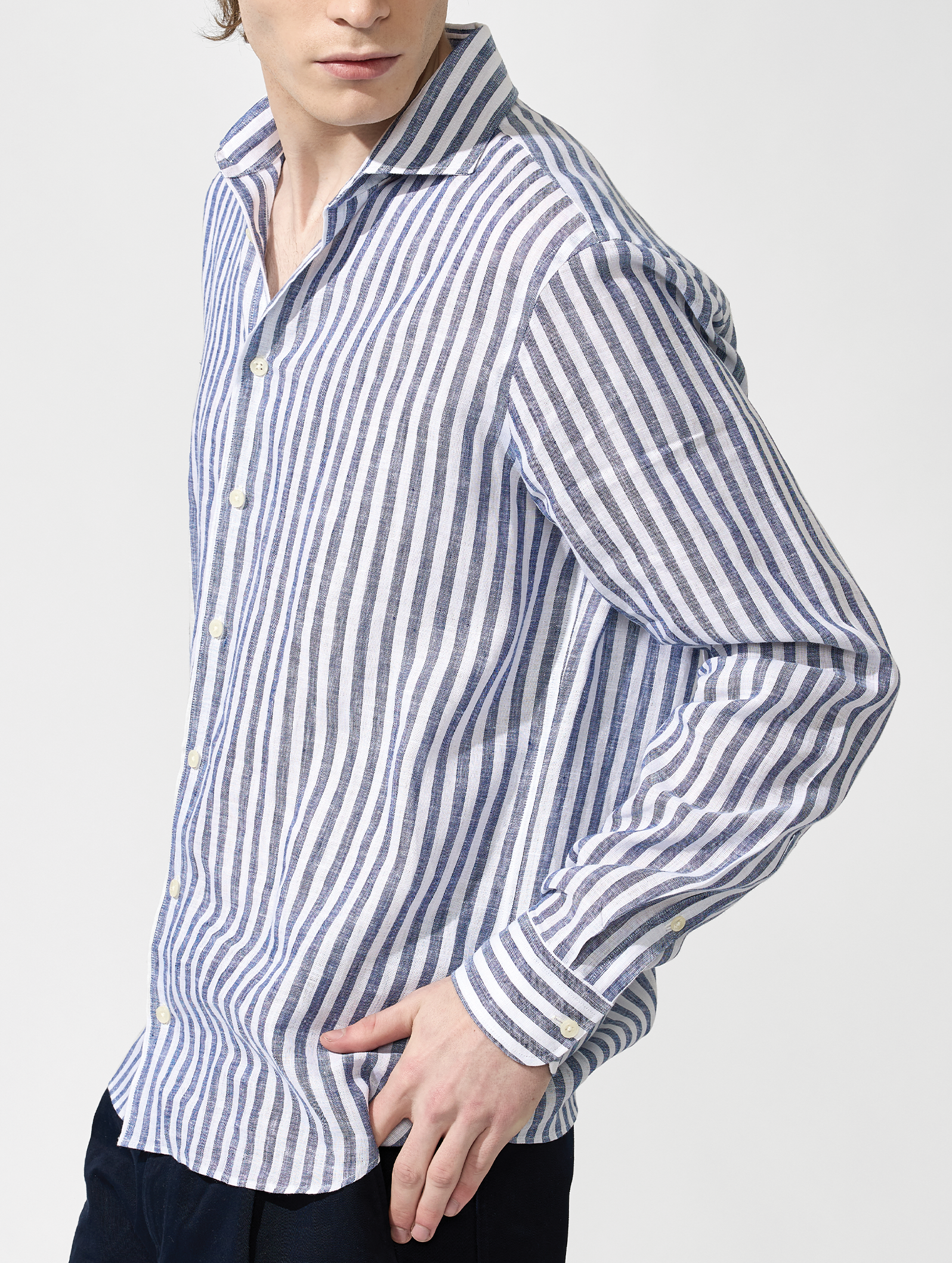 OB3 WEEKEND FINE LINEN BOLD BENGAL STRIPE | MEN (BLUE)