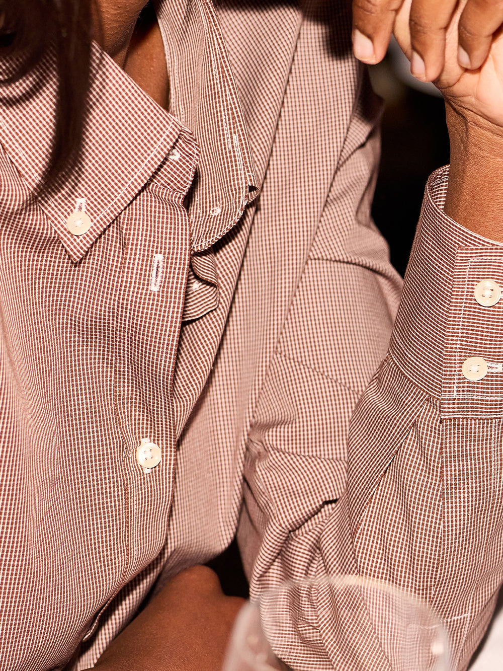 OB2 STUDIO MICRO-CHECK POPLIN | WOMEN (CHOCOLATE)
