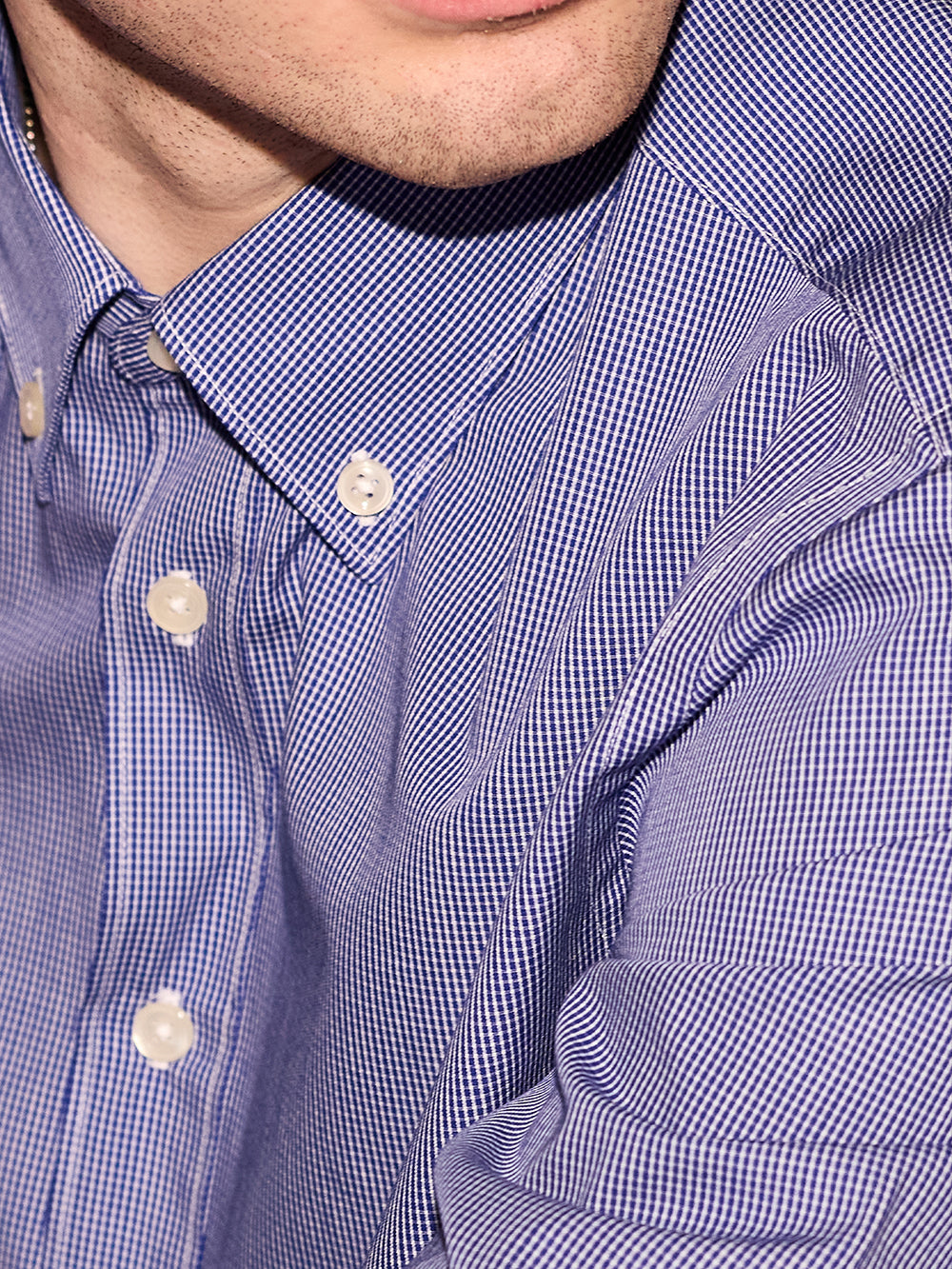 OB2 STUDIO MICRO-CHECK POPLIN | MEN (COBALT)