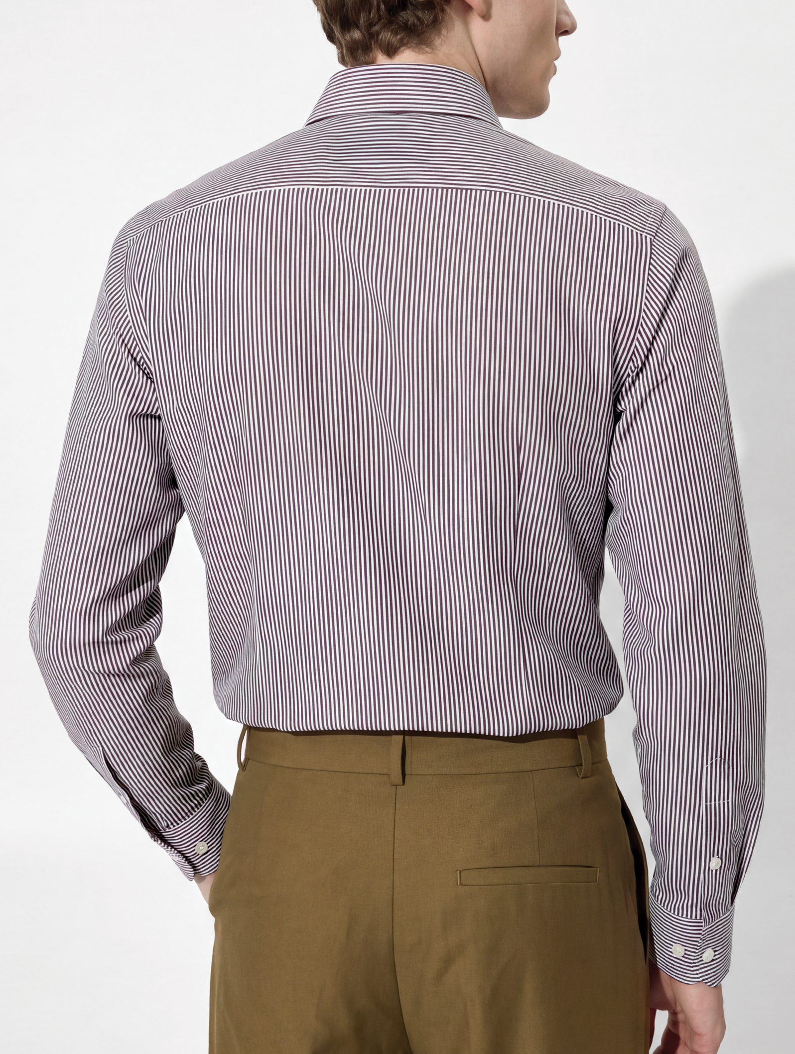 OB1 OFFICE PENCIL STRIPE POPLIN | MEN (CHOCOLATE)