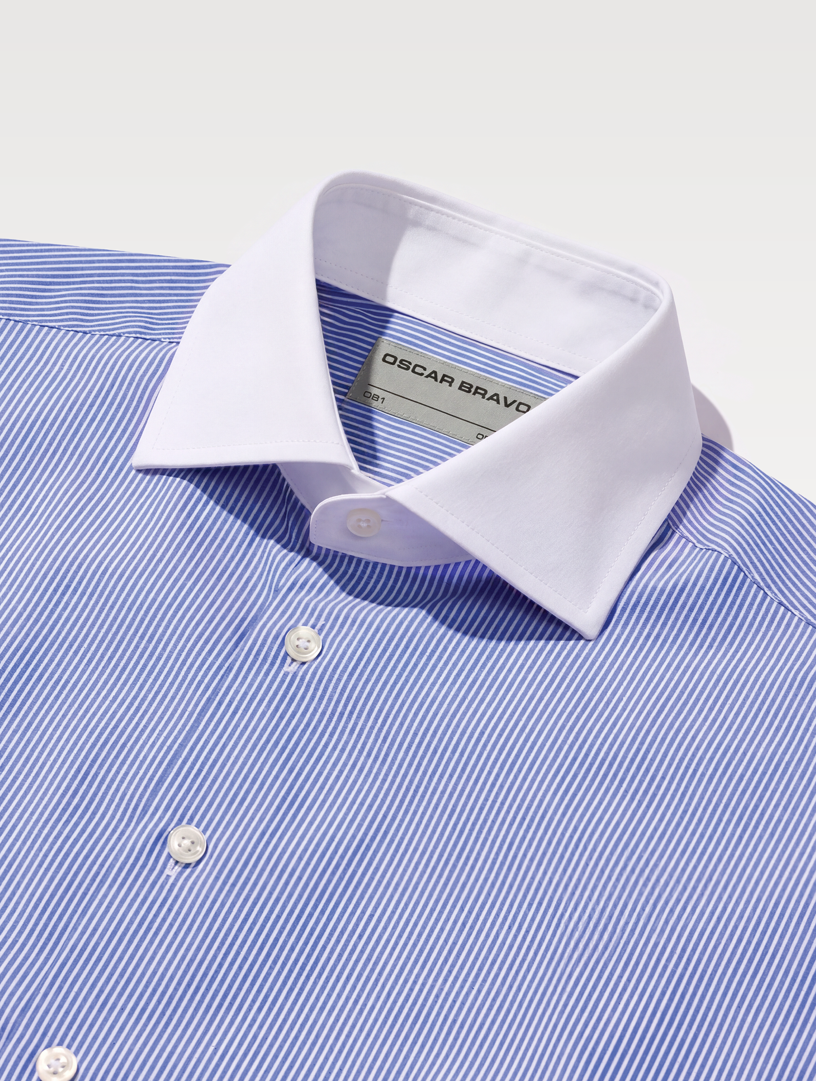 OB1 OFFICE MINI STRIPE POPLIN | MEN (LIGHT BLUE) | BANKER (WHITE)