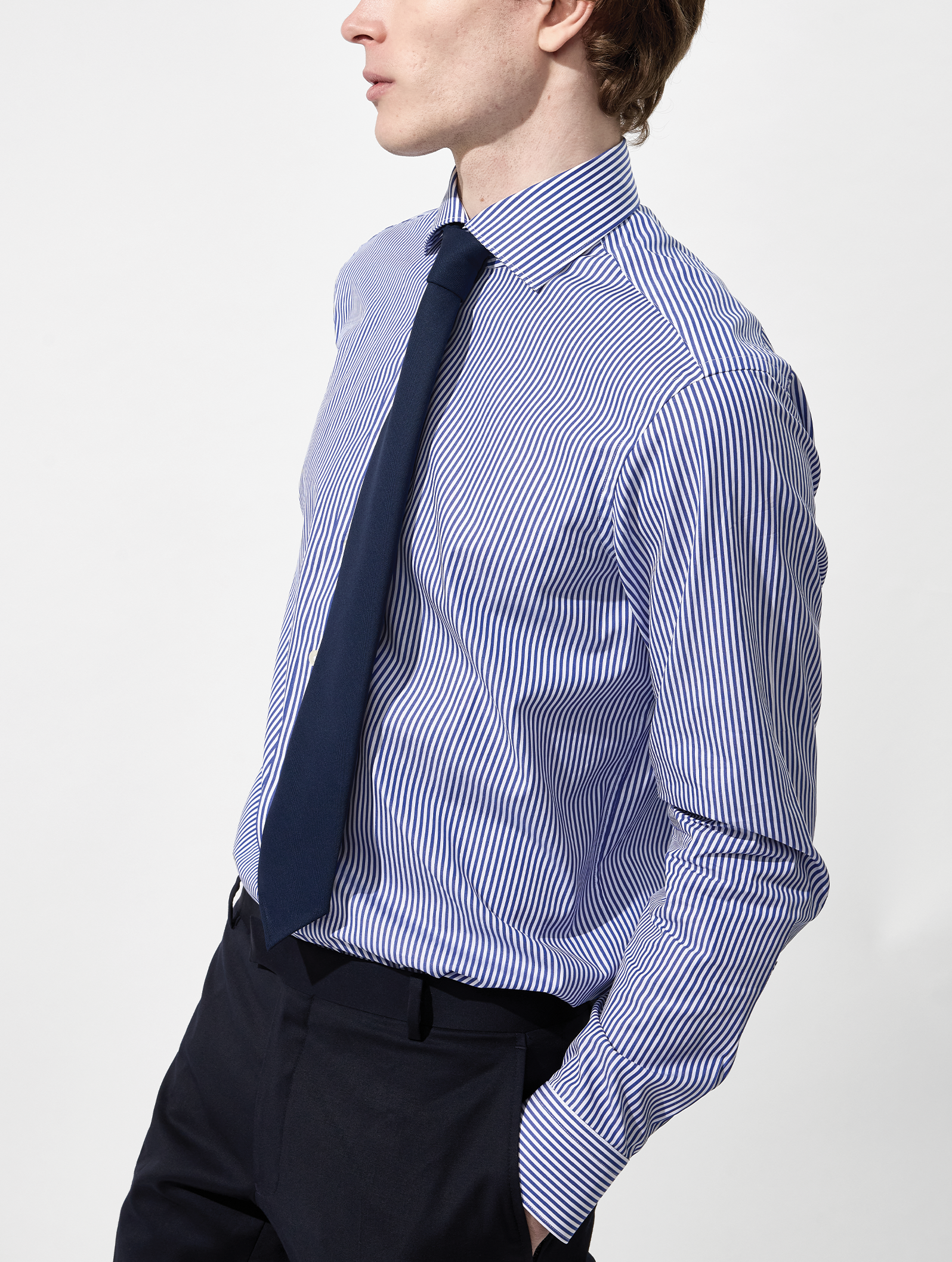 OB1 OFFICE BENGAL STRIPE FINE POPLIN | MEN (DARK BLUE)