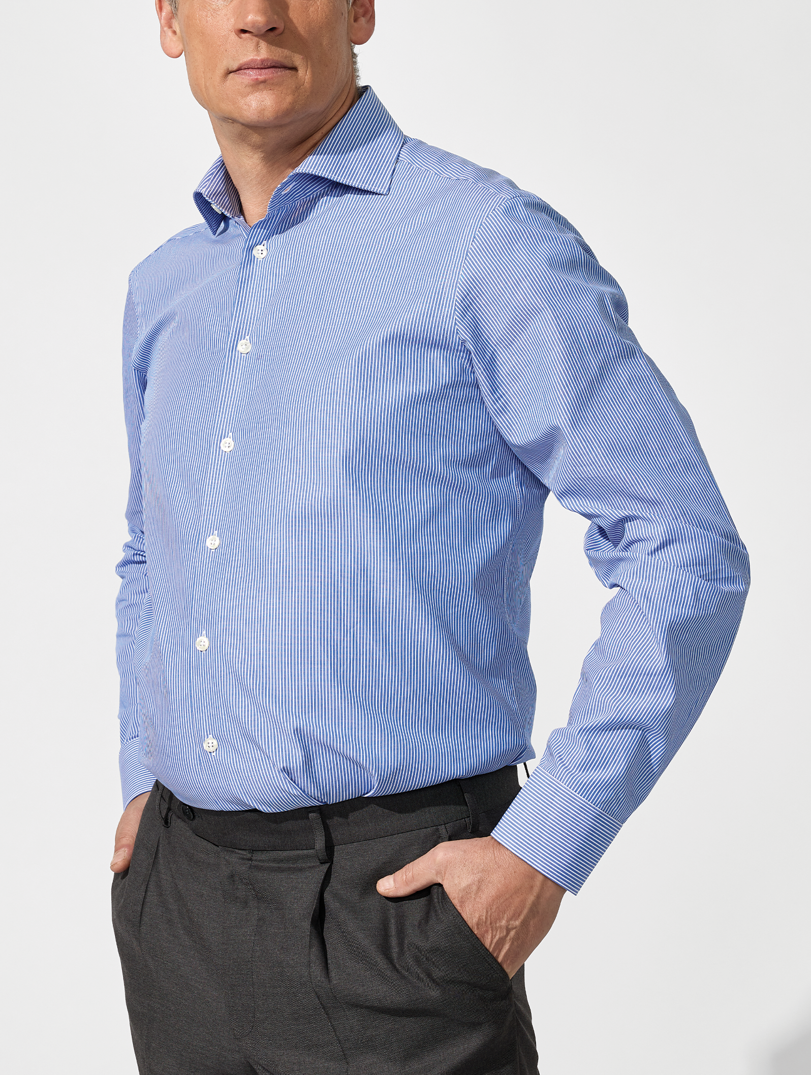 OB1 OFFICE MINI STRIPE POPLIN | MEN (LIGHT BLUE)