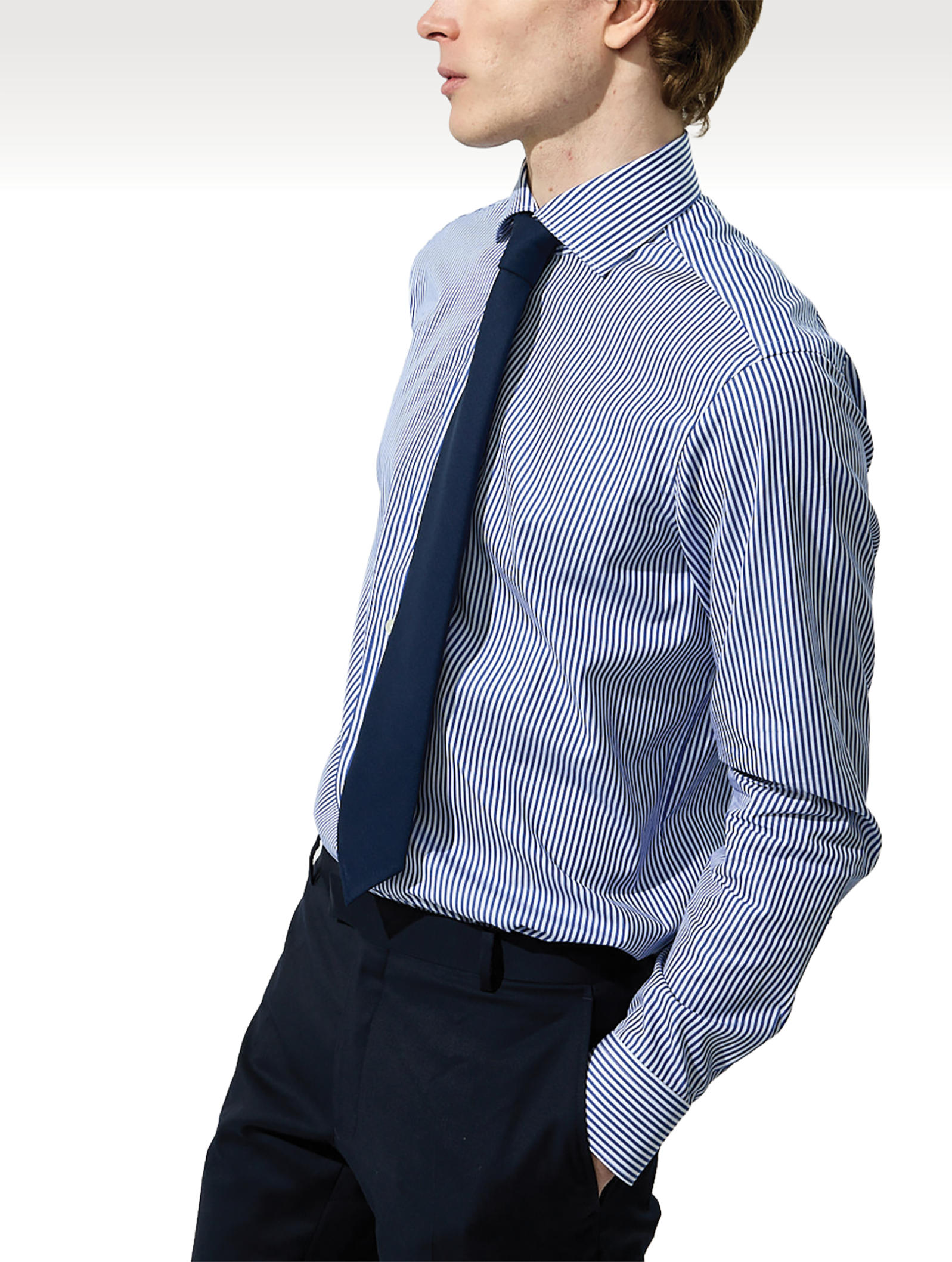 OB1 OFFICE BENGAL STRIPE FINE POPLIN | MEN (DARK BLUE)