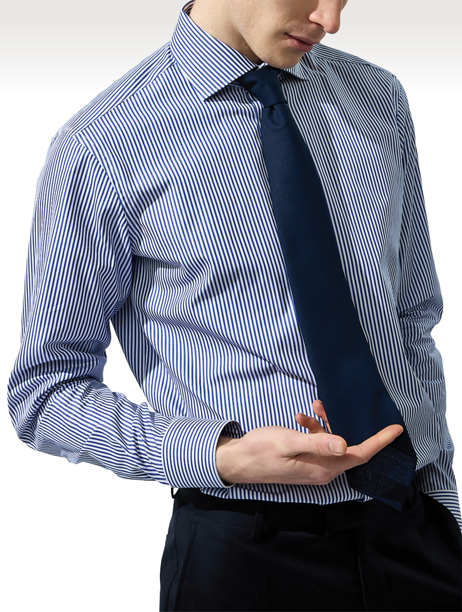 OB1 OFFICE BENGAL STRIPE FINE POPLIN | MEN (DARK BLUE)