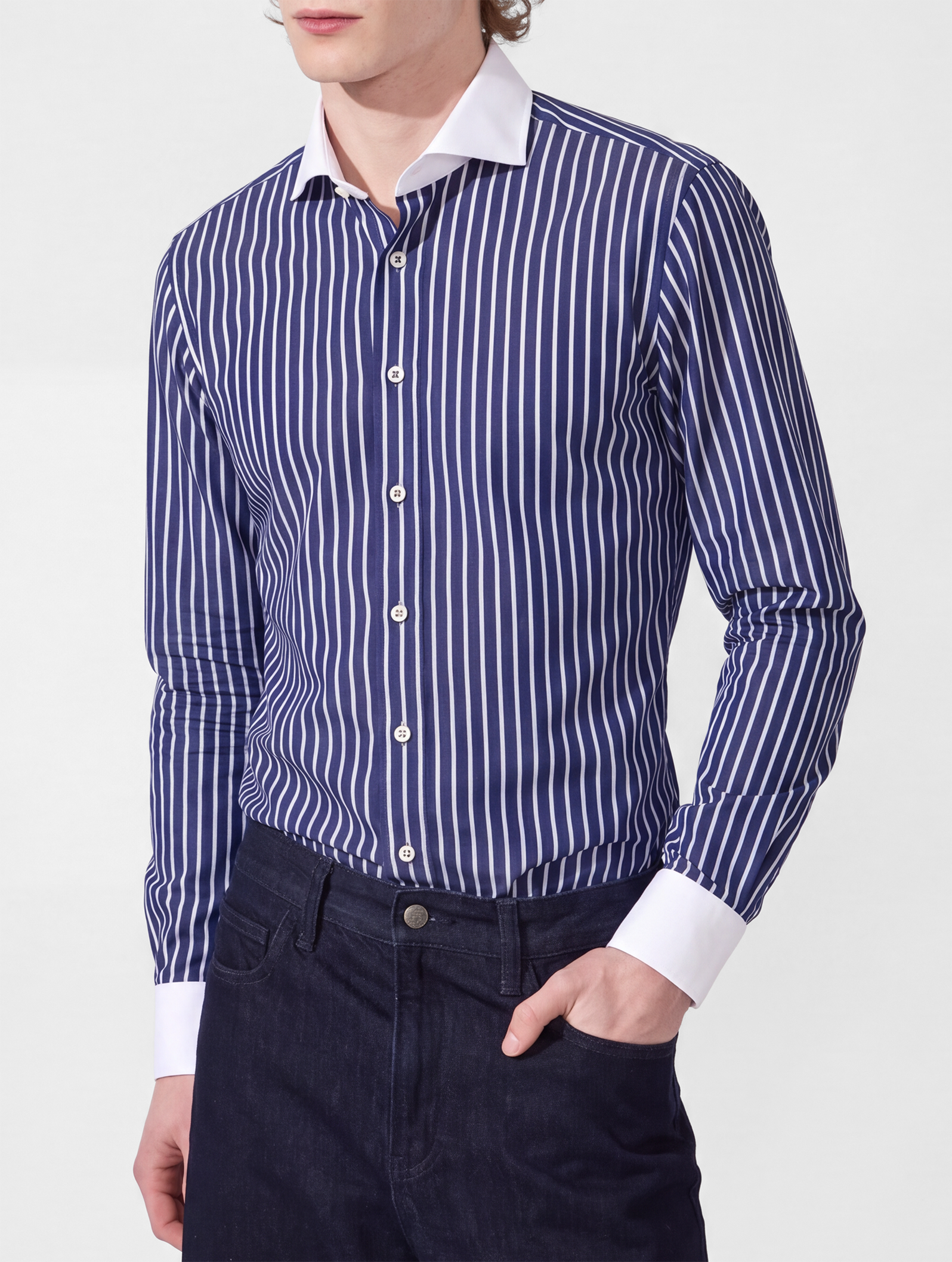 OB1 OFFICE TRI STRIPE POPLIN | MEN (NAVY TRI STRIPE) | BANKER (WHITE)