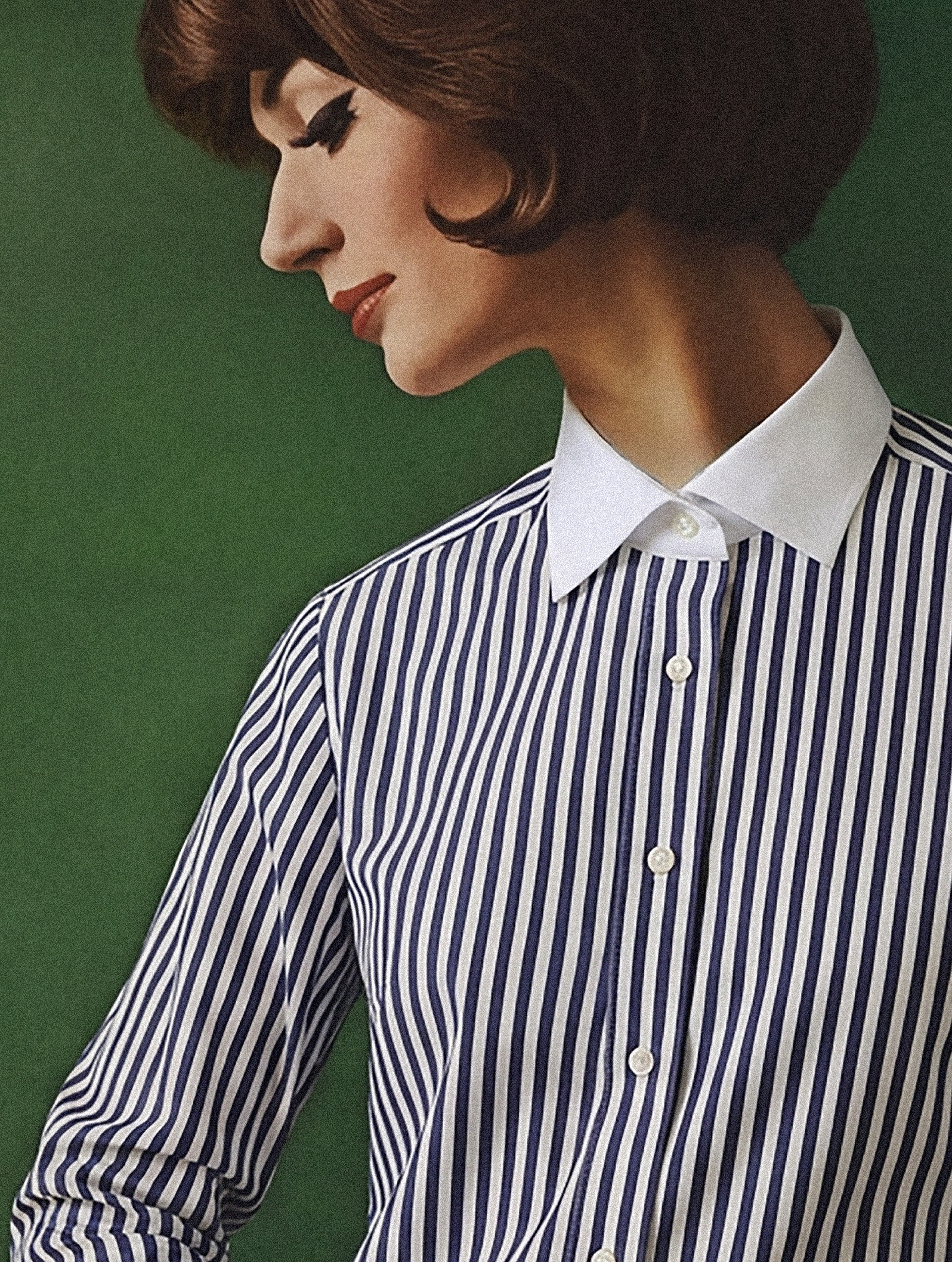 OB1 OFFICE BOLD BENGAL STRIPE FINE POPLIN | WOMEN (NAVY) | BANKER (WHITE)