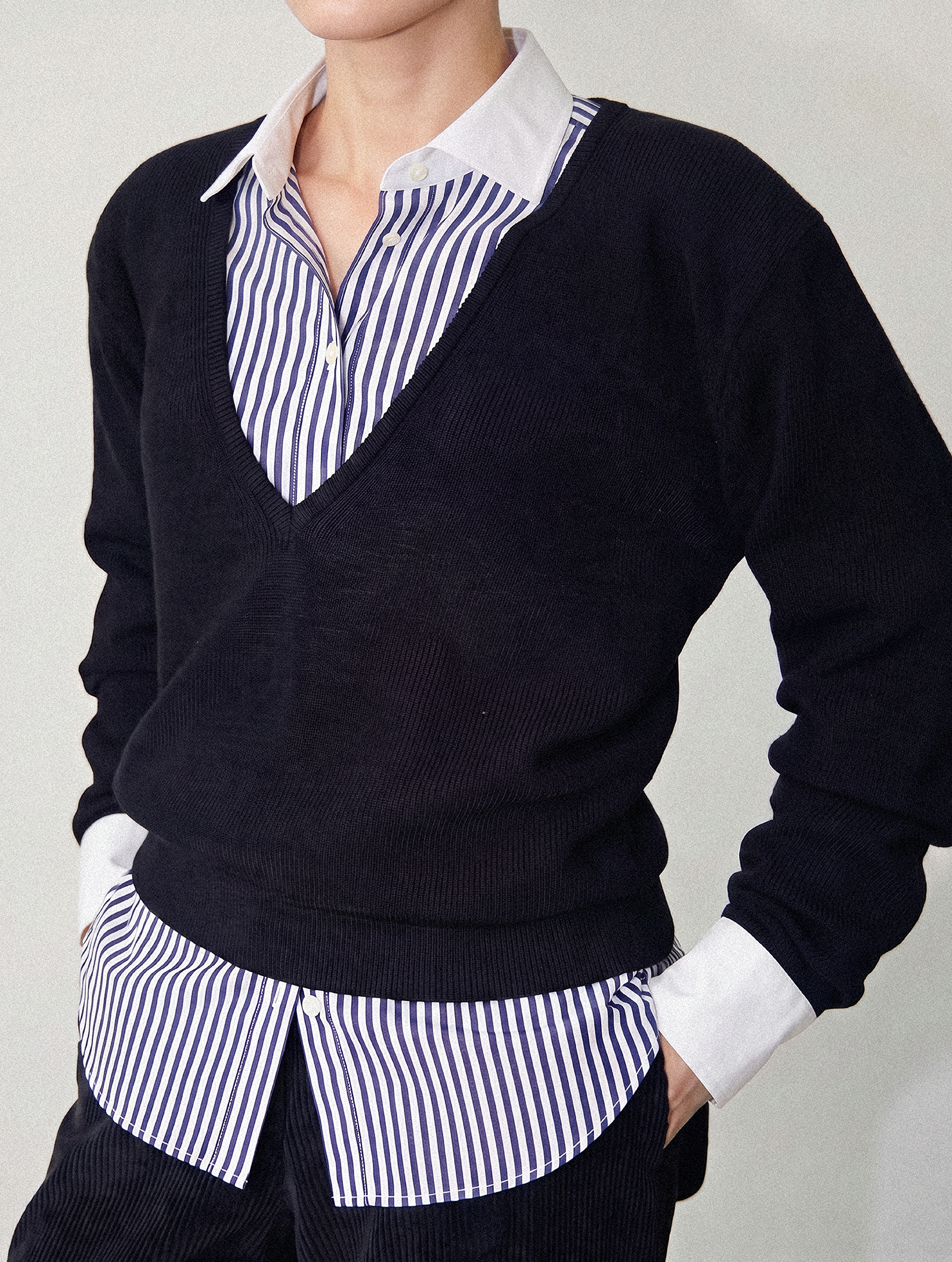 OB1 OFFICE BOLD BENGAL STRIPE FINE POPLIN | WOMEN (NAVY) | BANKER (WHITE)