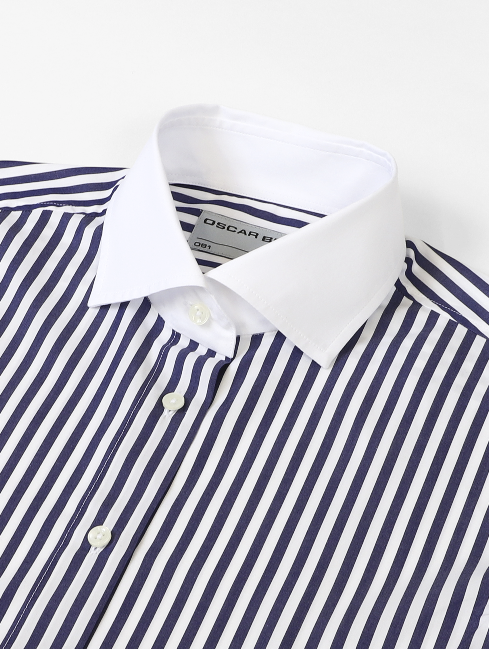OB1 OFFICE BOLD BENGAL STRIPE FINE POPLIN | WOMEN (NAVY) | BANKER (WHITE)