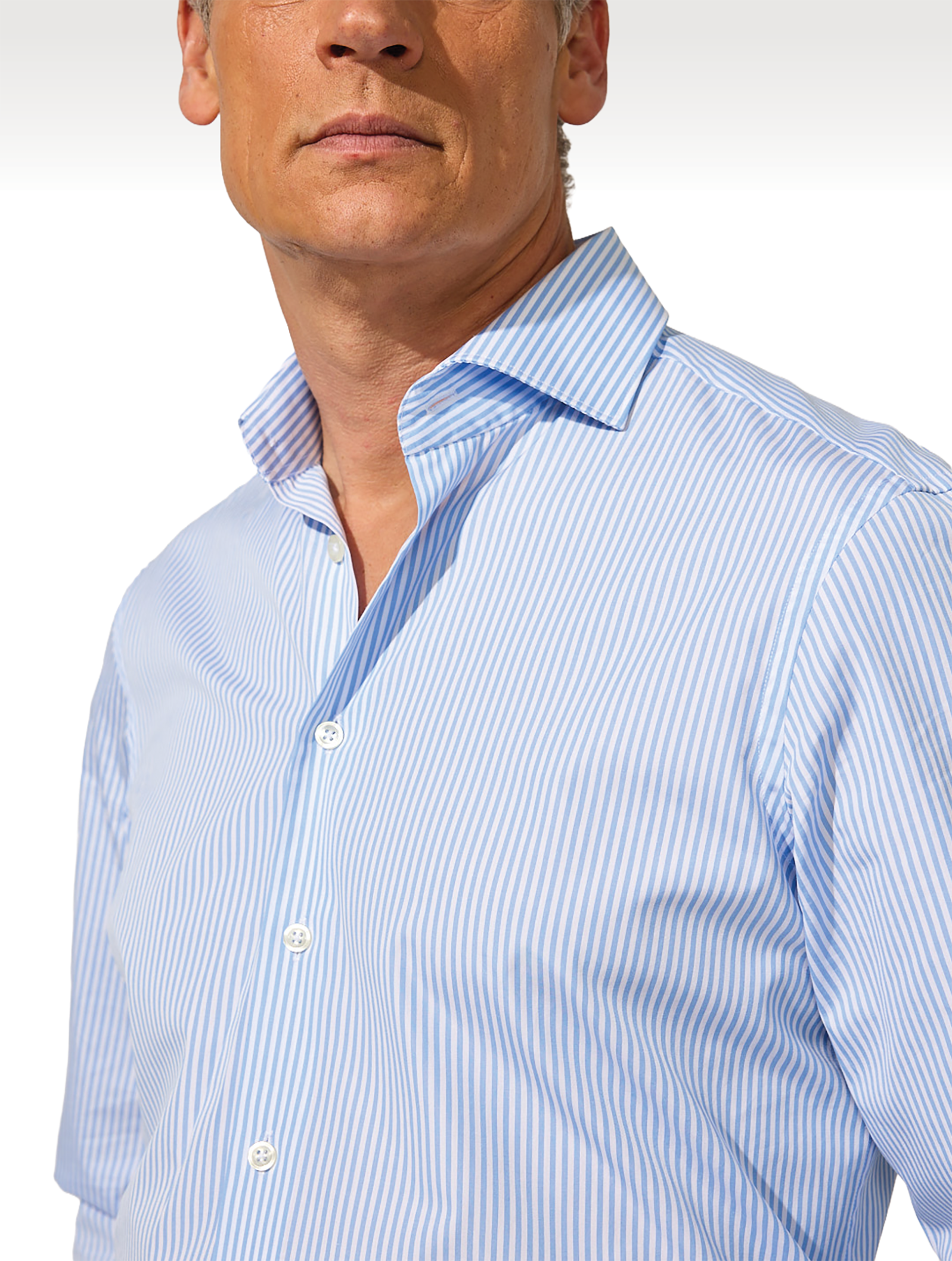 OB1 OFFICE BENGAL STRIPE FINE POPLIN | MEN (PALE BLUE)