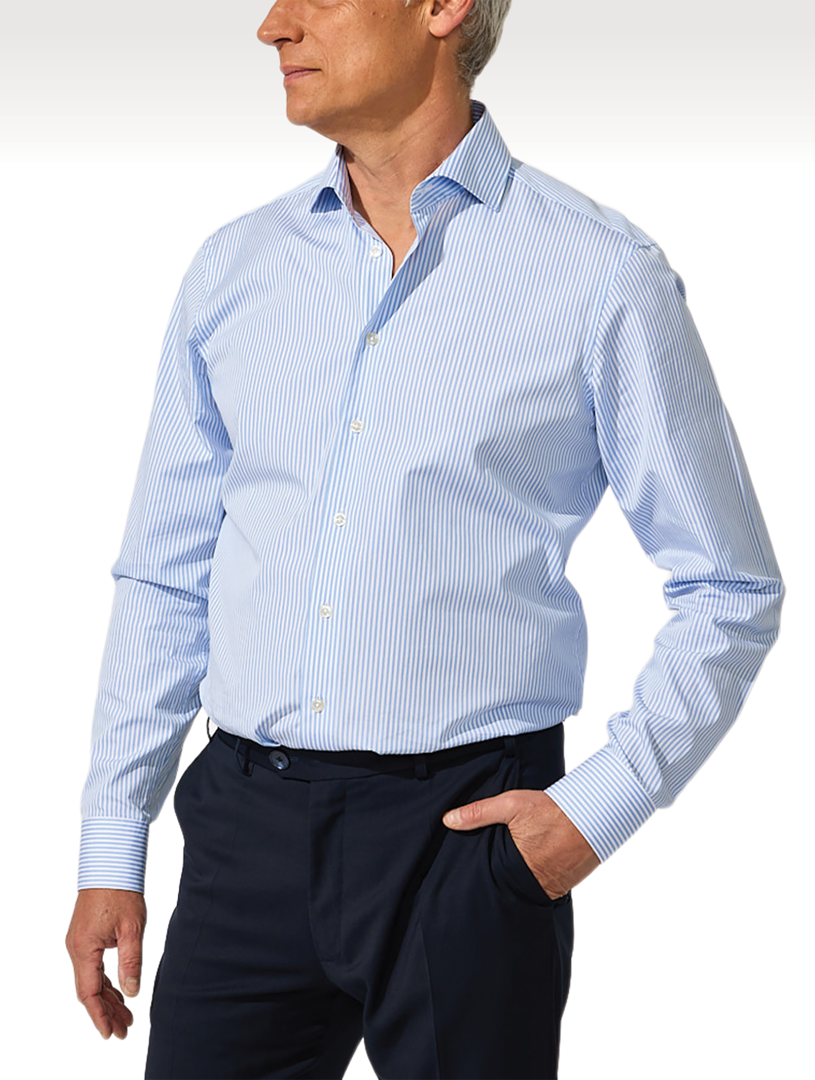 OB1 OFFICE BENGAL STRIPE FINE POPLIN | MEN (PALE BLUE)