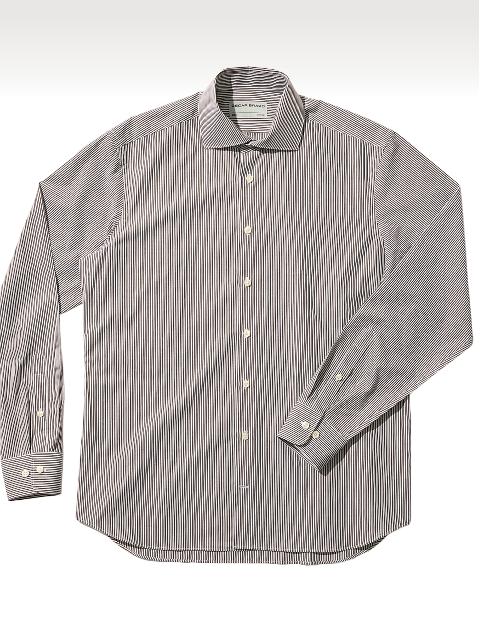 OB1 OFFICE PENCIL STRIPE POPLIN | MEN (CHOCOLATE)