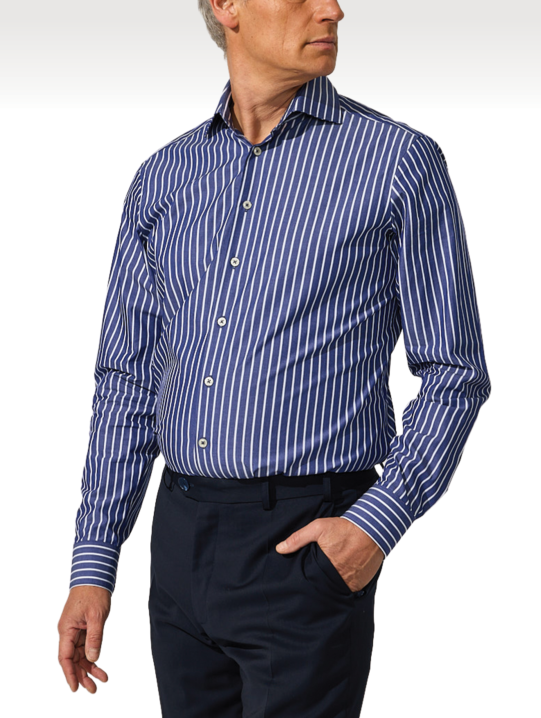 OB1 OFFICE TRI STRIPE POPLIN | MEN (NAVY TRI STRIPE)
