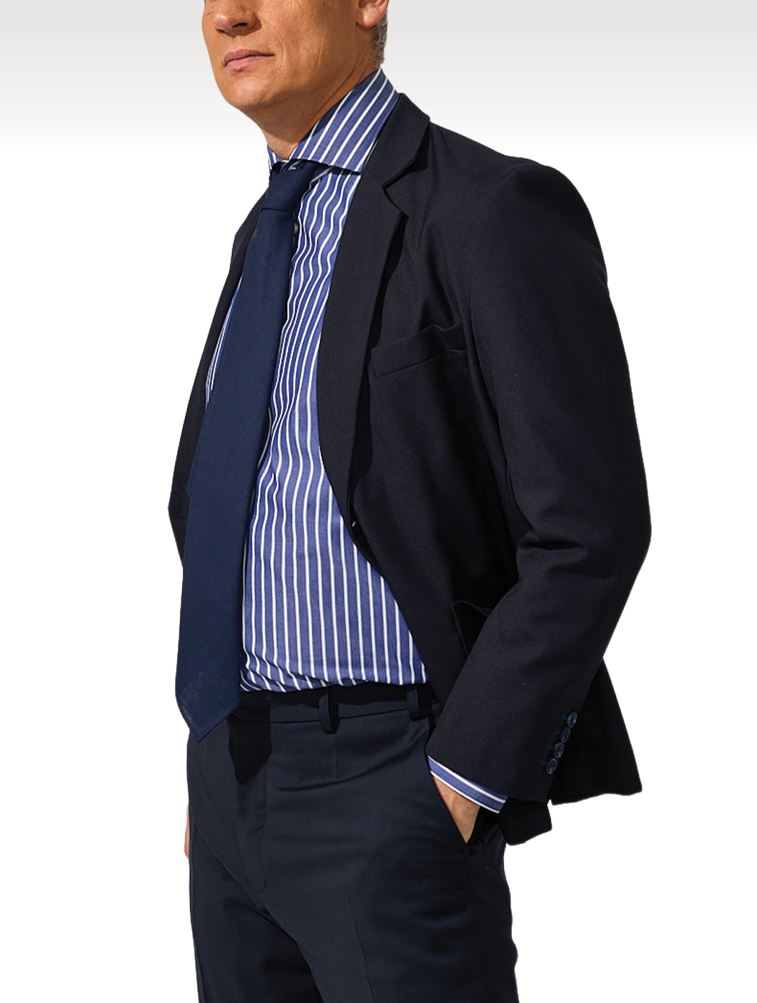 OB1 OFFICE TRI STRIPE POPLIN | MEN (NAVY TRI STRIPE)