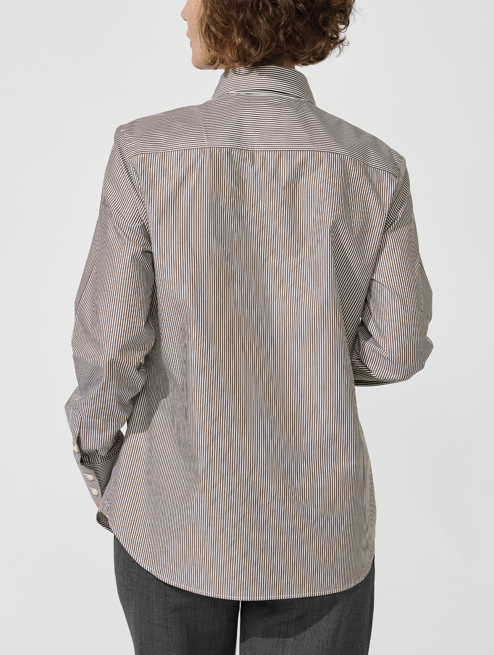 OB1 OFFICE PENCIL STRIPE POPLIN | WOMEN (CHOCOLATE)