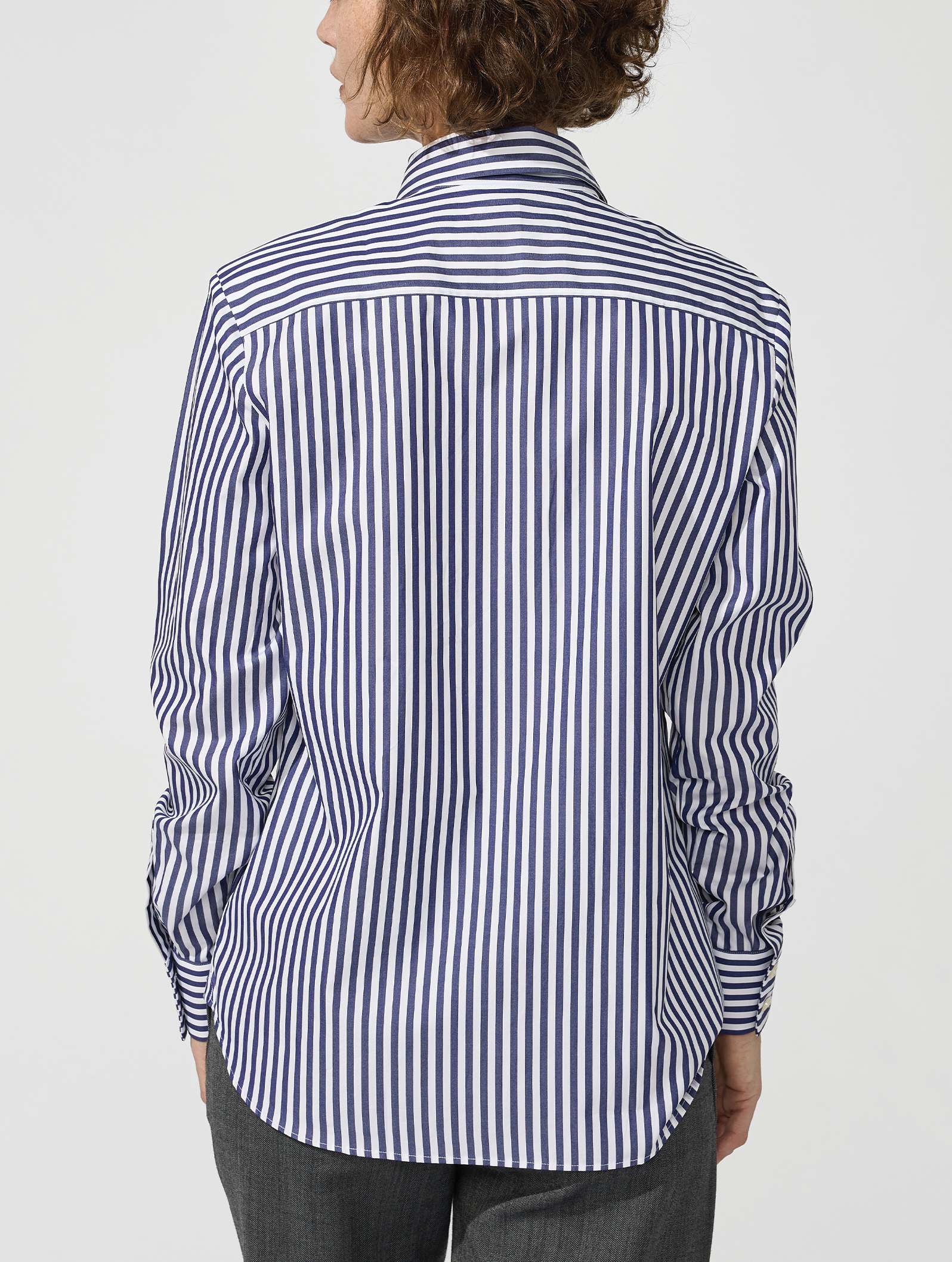 OB1 OFFICE BOLD BENGAL STRIPE FINE POPLIN | WOMEN (NAVY)