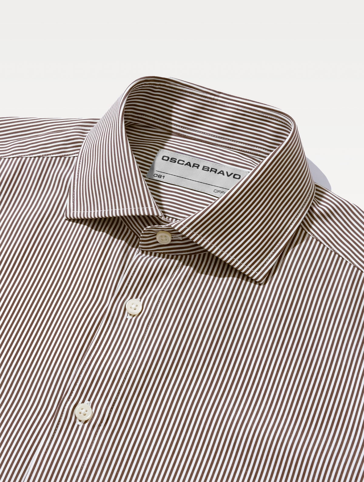 OB1 OFFICE PENCIL STRIPE POPLIN | MEN (CHOCOLATE)