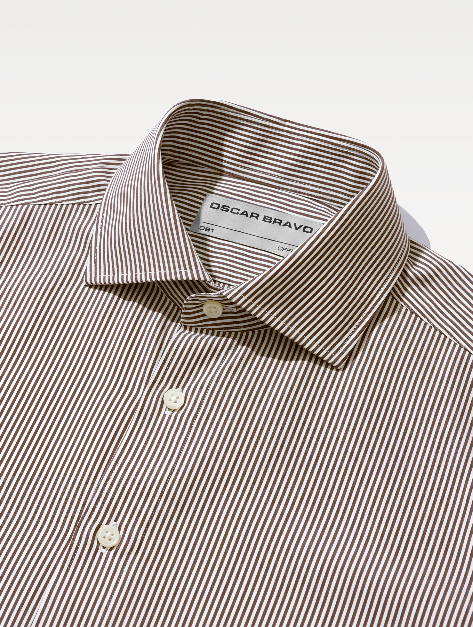 OB1 OFFICE PENCIL STRIPE POPLIN | MEN (CHOCOLATE)