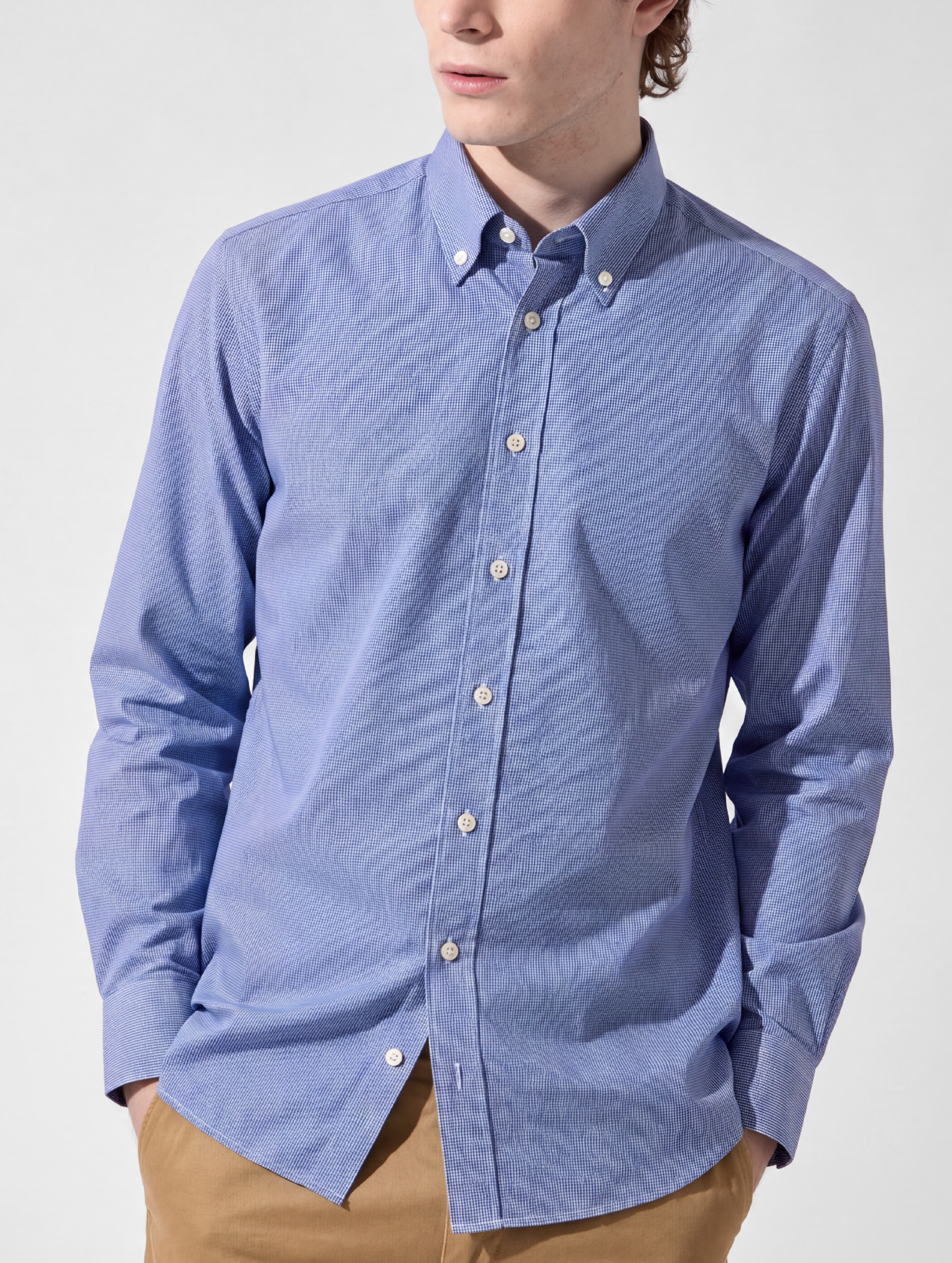 OB2 STUDIO MICRO-CHECK POPLIN | MEN (COBALT)