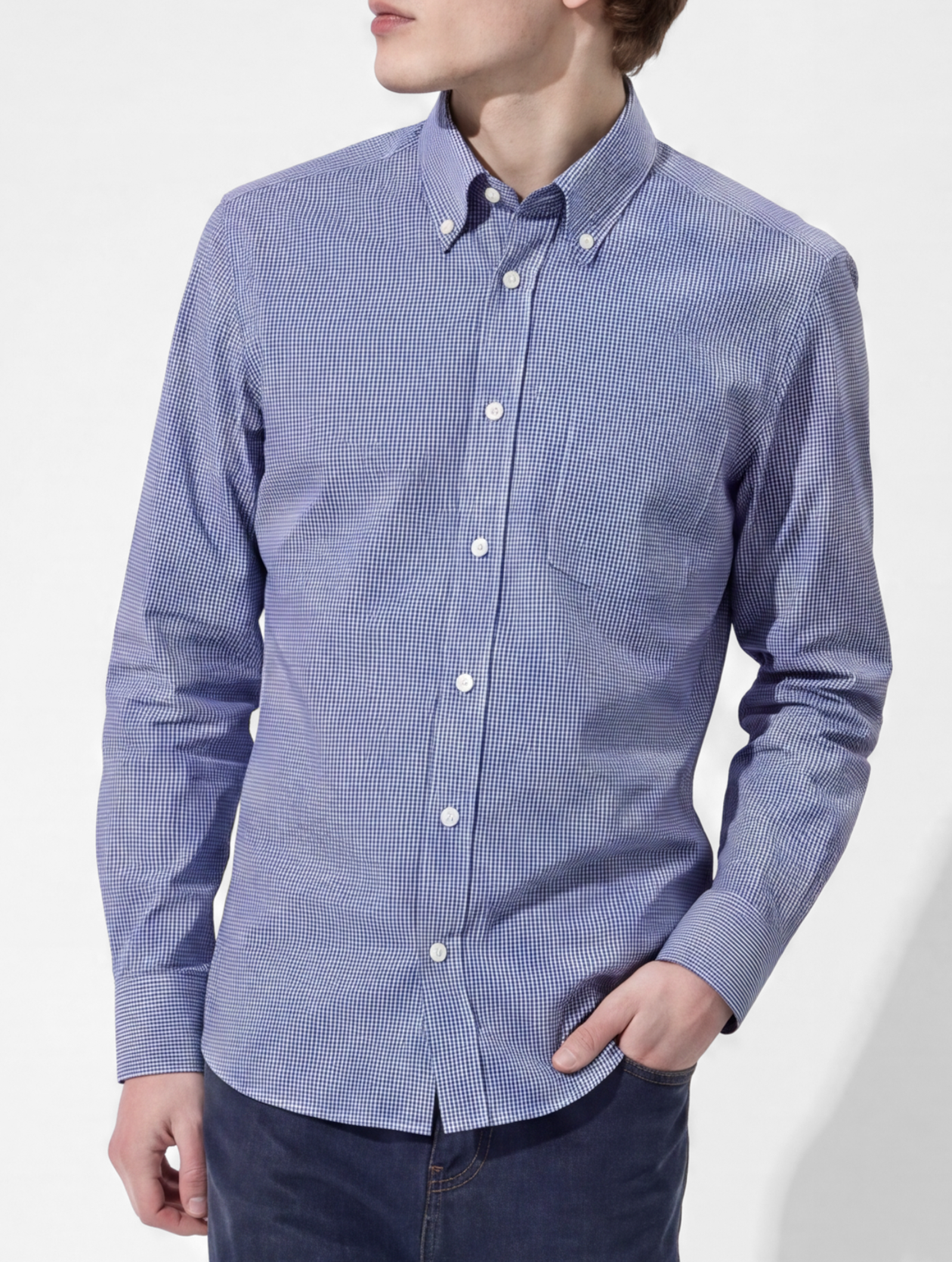 OB2 STUDIO MICRO-CHECK POPLIN | MEN (COBALT)