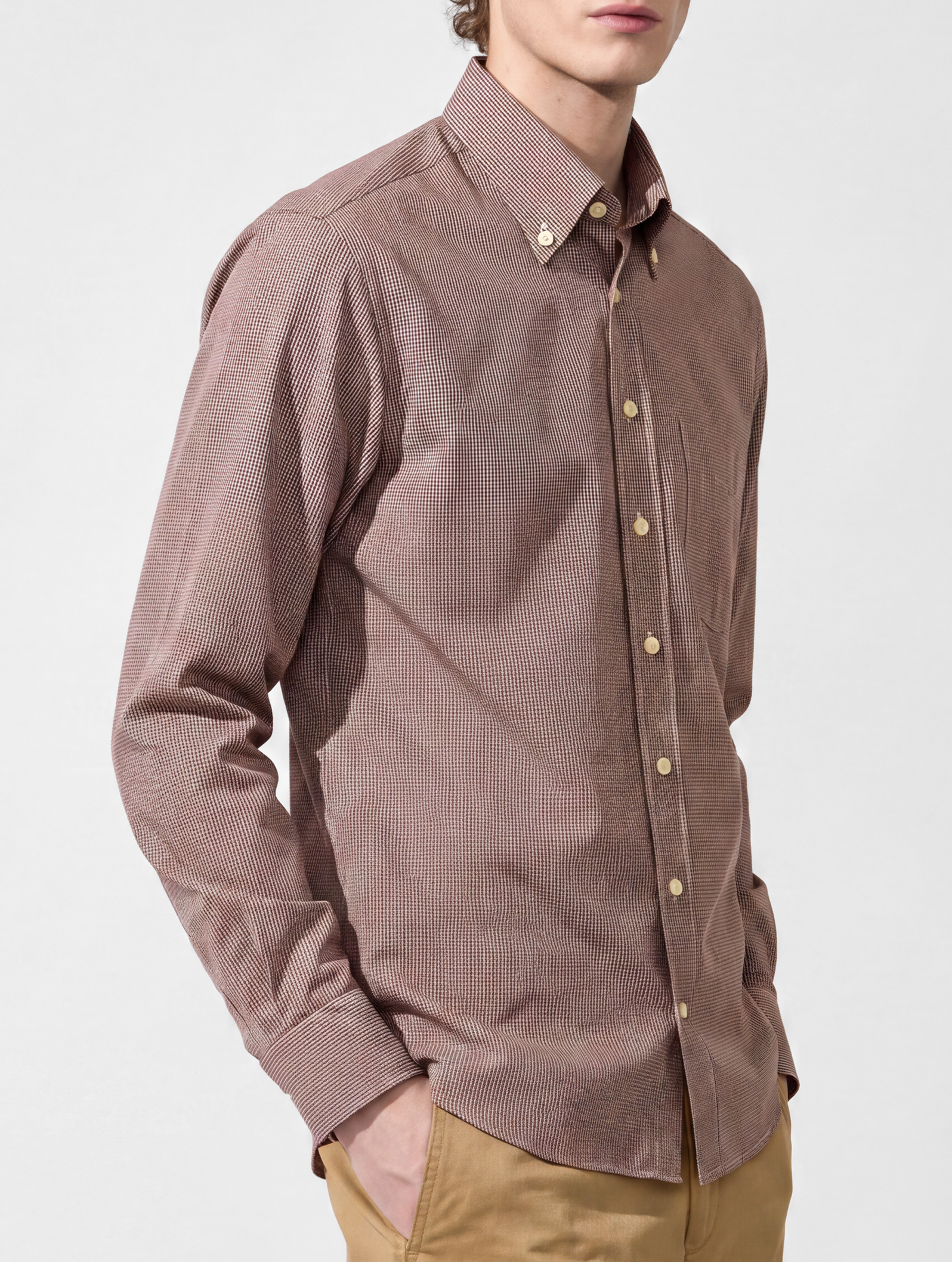 OB2 STUDIO MICRO-CHECK POPLIN | MEN (CHOCOLATE)