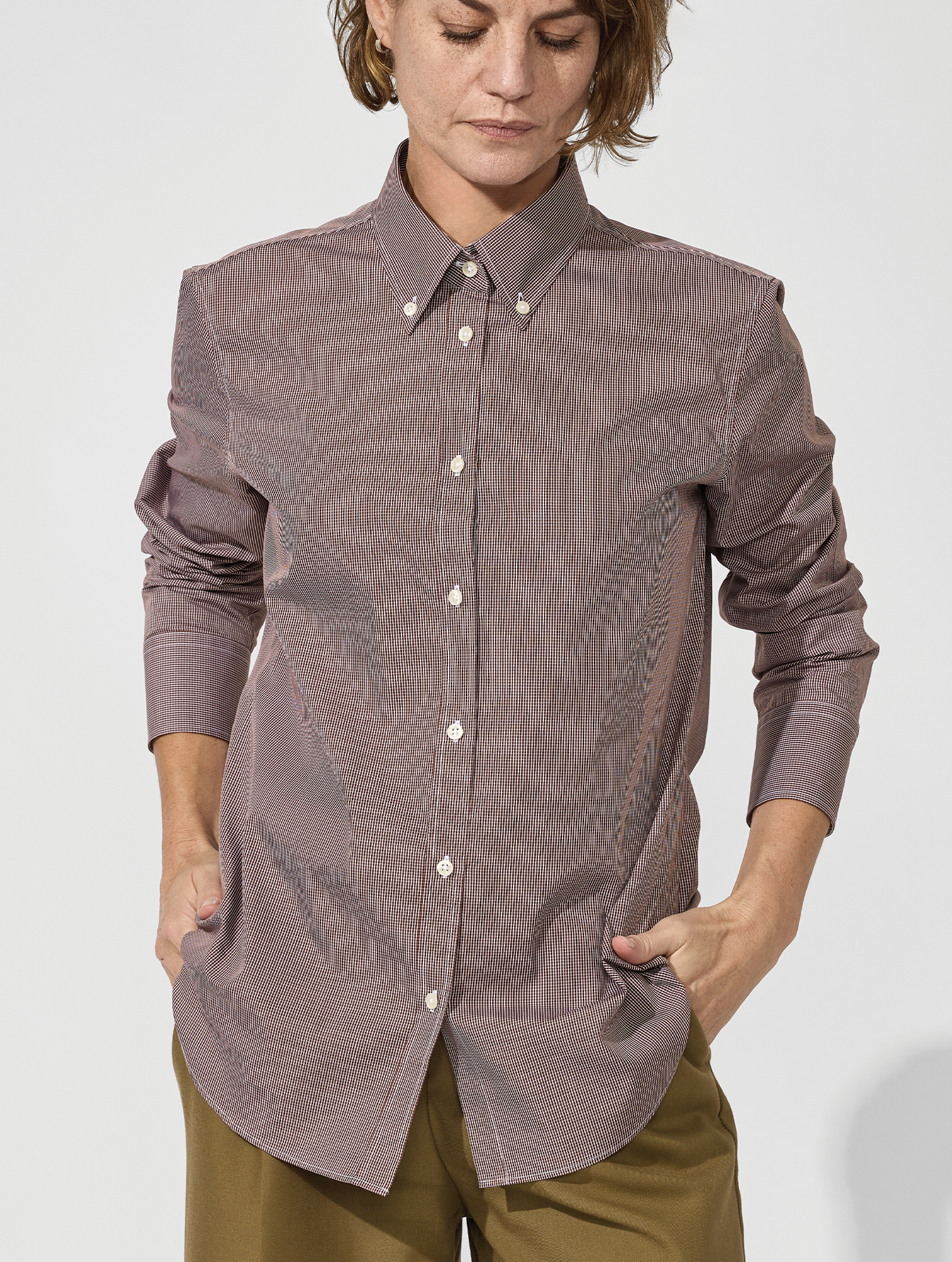 OB2 STUDIO MICRO-CHECK POPLIN | WOMEN (CHOCOLATE)