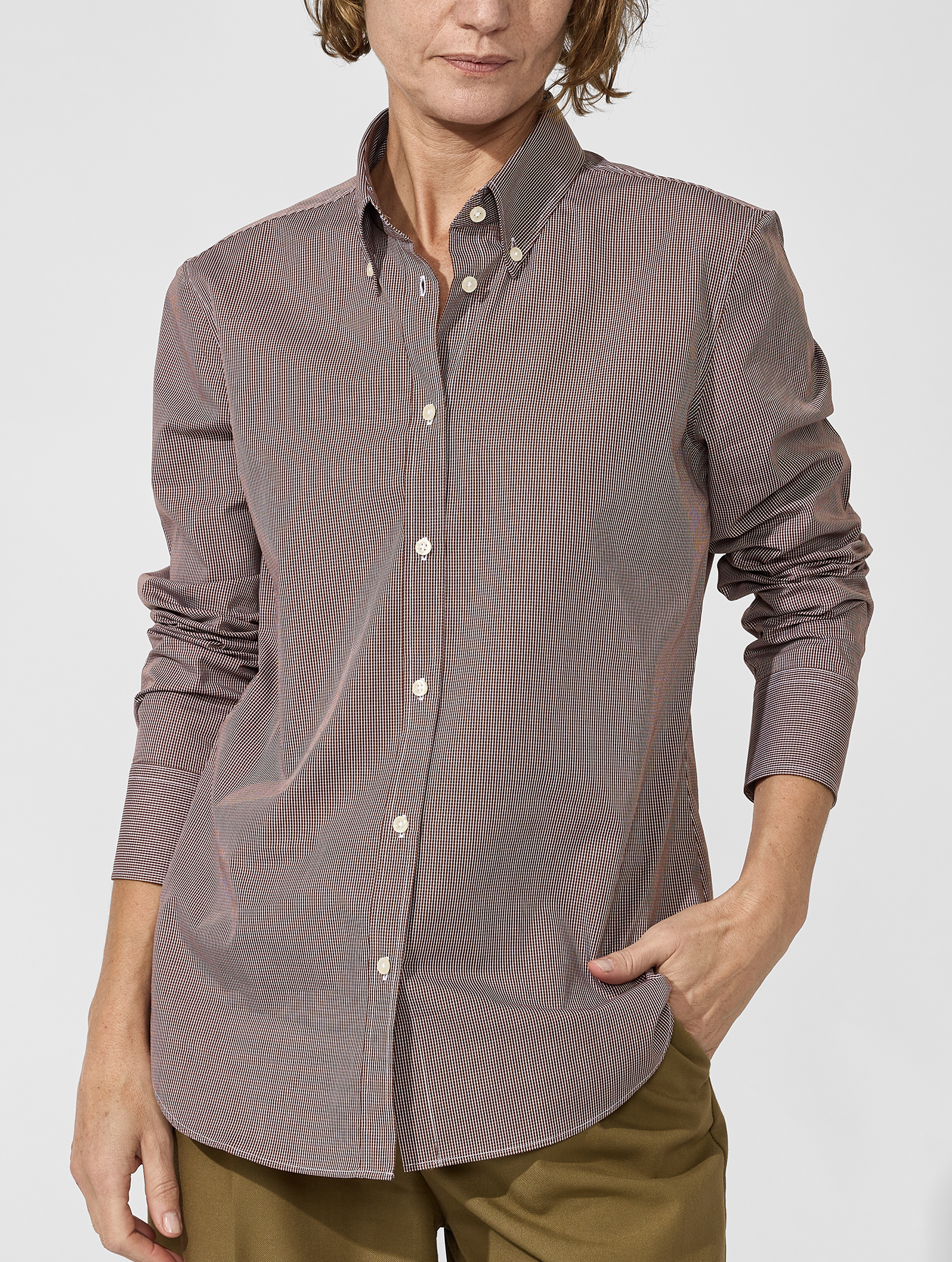 OB2 STUDIO MICRO-CHECK POPLIN | WOMEN (CHOCOLATE)