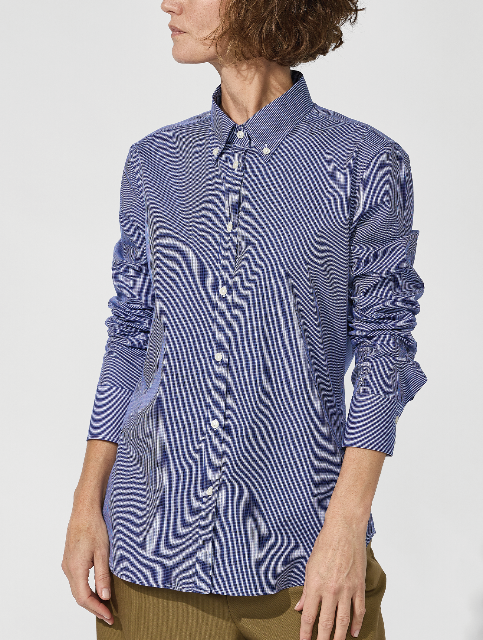 OB2 STUDIO MICRO-CHECK POPLIN | WOMEN (COBALT)