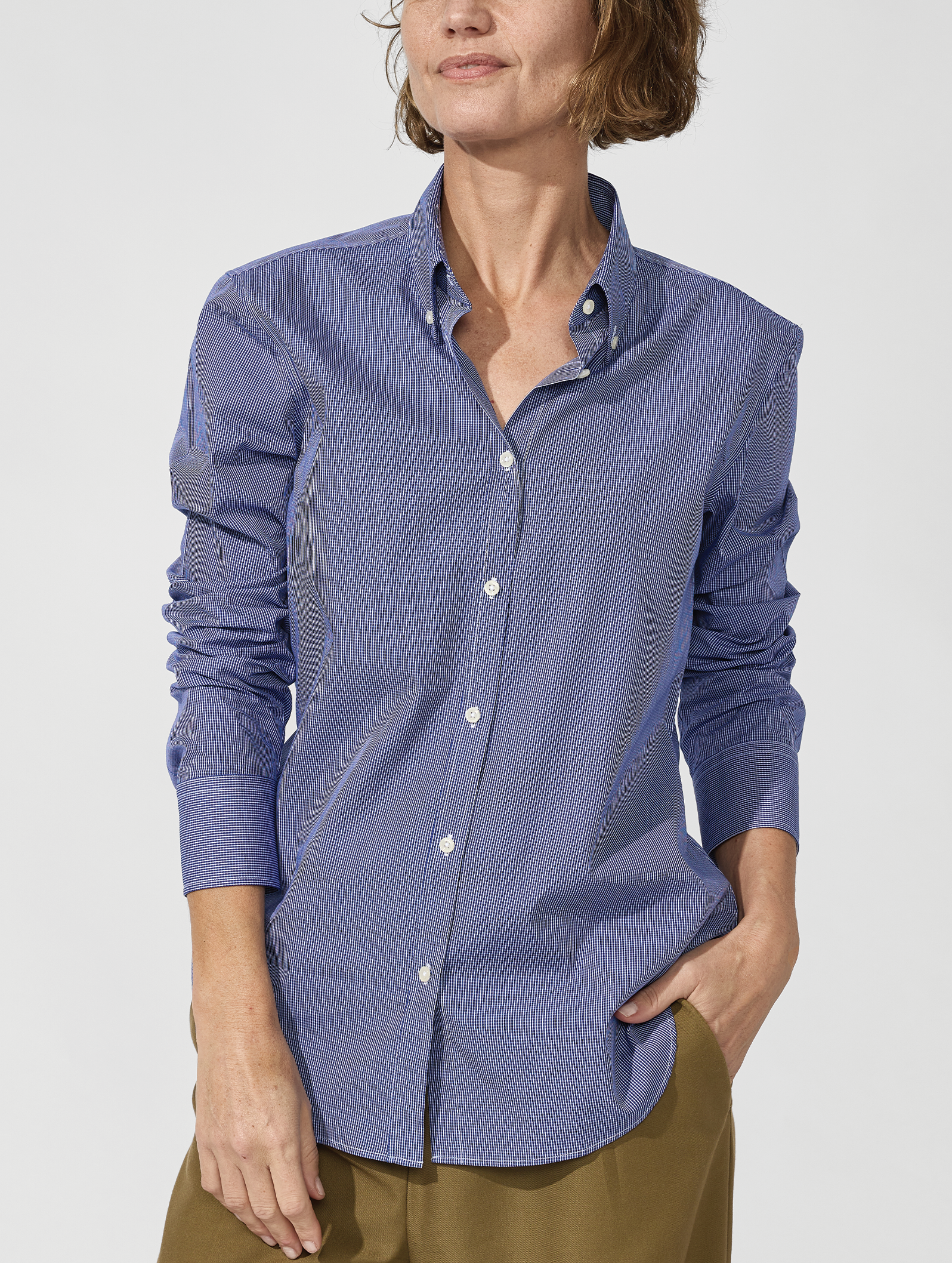 OB2 STUDIO MICRO-CHECK POPLIN | WOMEN (COBALT)