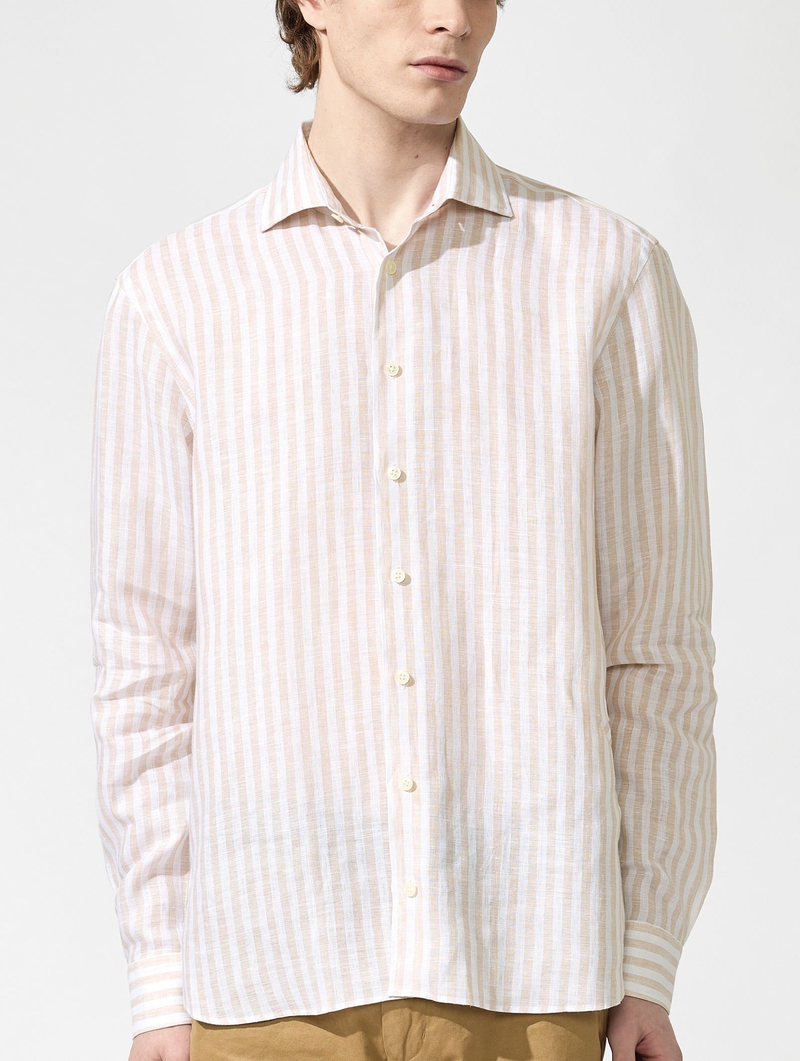 OB3 WEEKEND FINE LINEN BOLD BENGAL STRIPE | MEN (TAUPE)