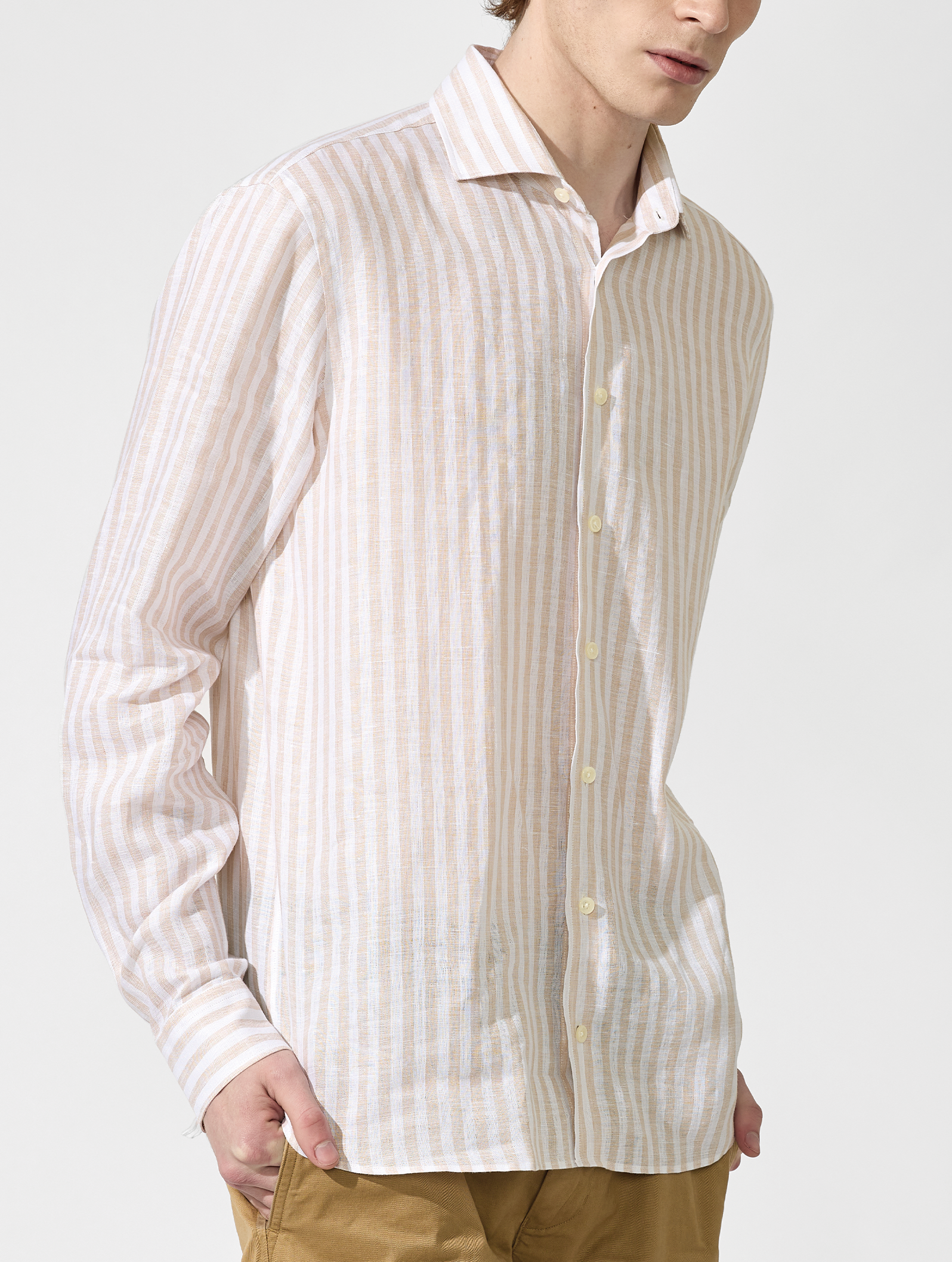 OB3 WEEKEND FINE LINEN BOLD BENGAL STRIPE | MEN (TAUPE)