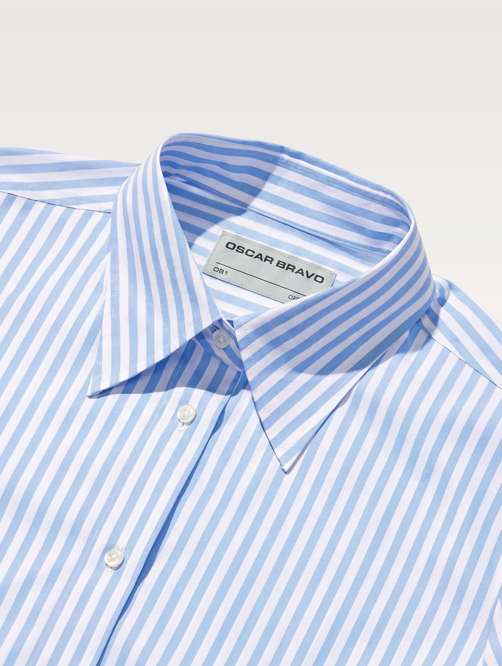 OB1 OFFICE BOLD BENGAL STRIPE FINE POPLIN | WOMEN (PALE BLUE)