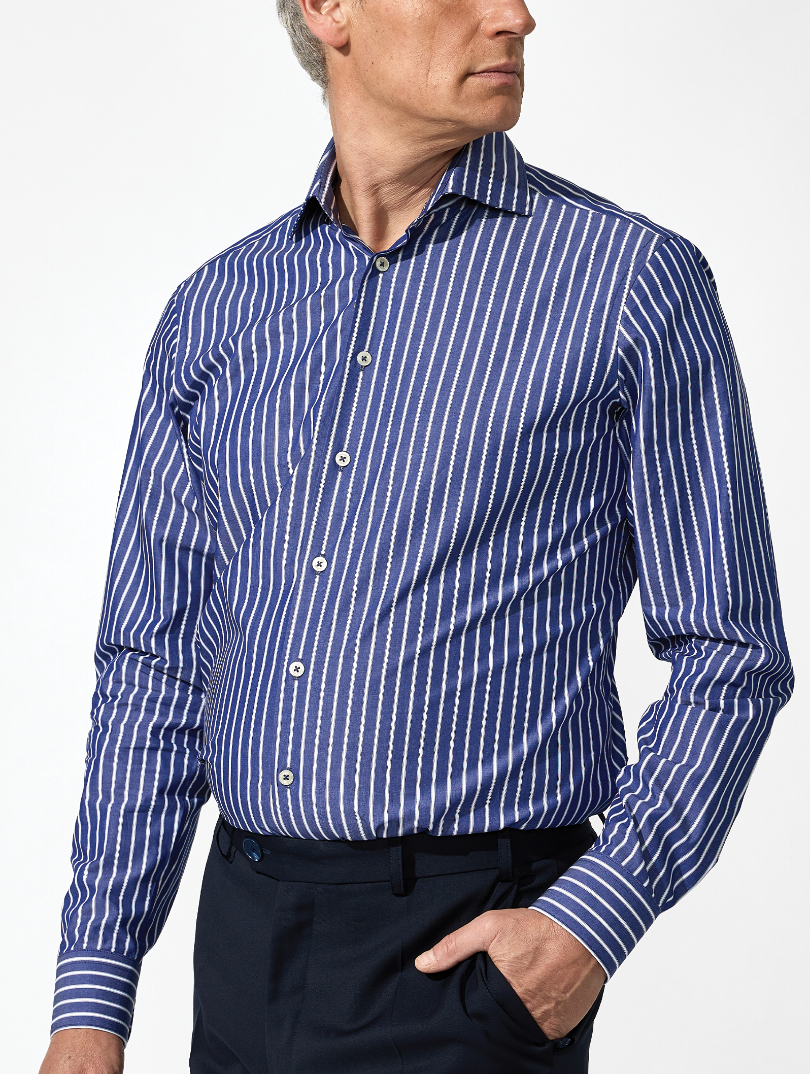 OB1 OFFICE TRI STRIPE POPLIN | MEN (NAVY TRI STRIPE)