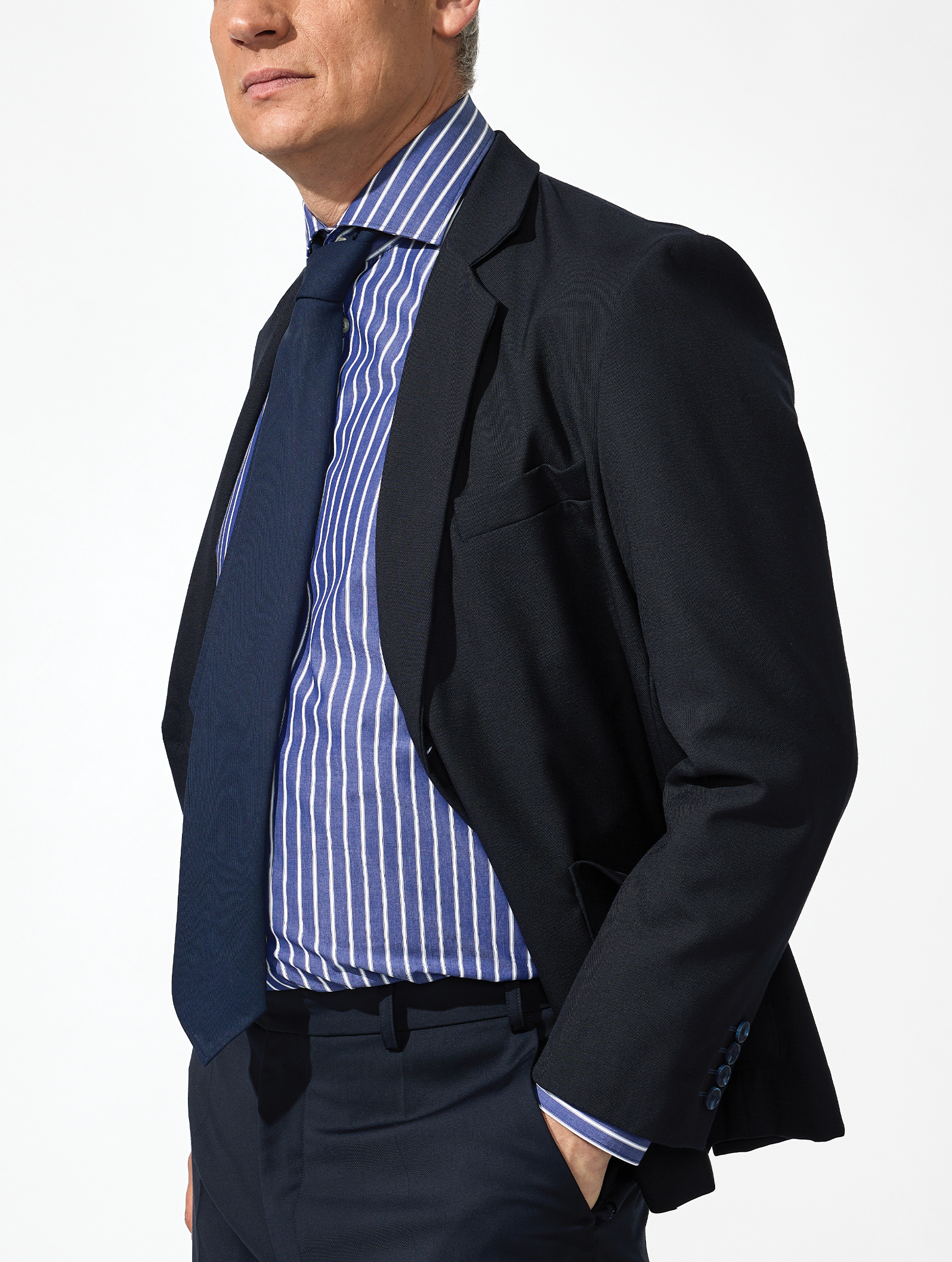 OB1 OFFICE TRI STRIPE POPLIN | MEN (NAVY TRI STRIPE)