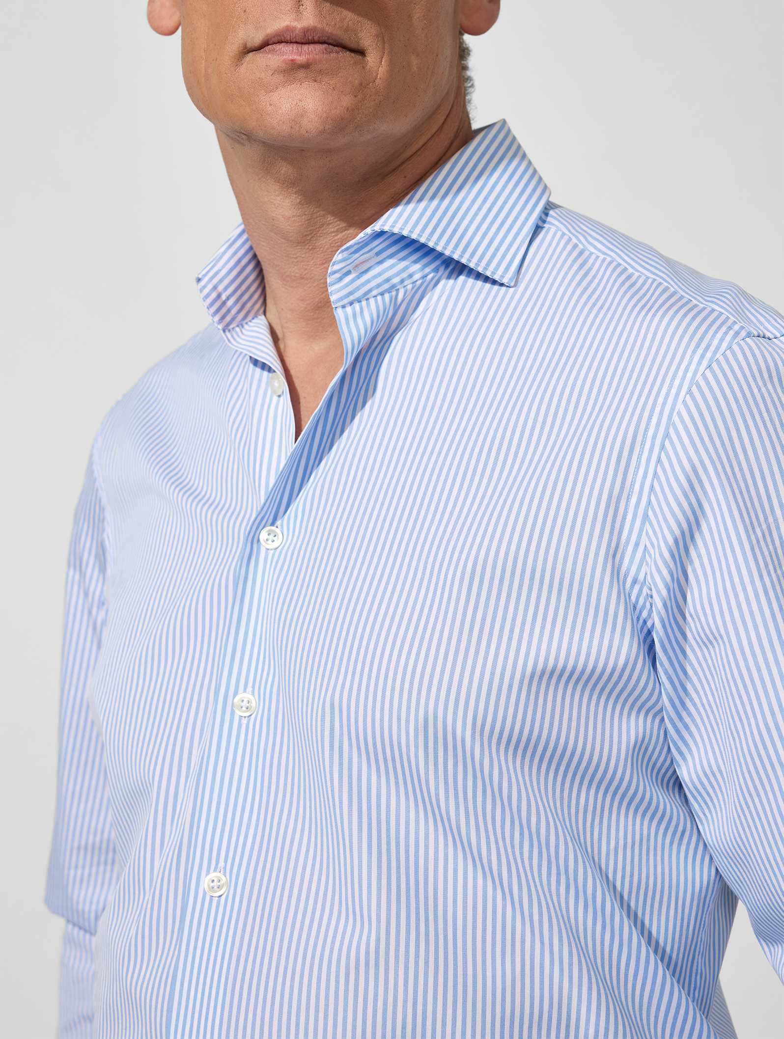 OB1 OFFICE BENGAL STRIPE FINE POPLIN | MEN (PALE BLUE)