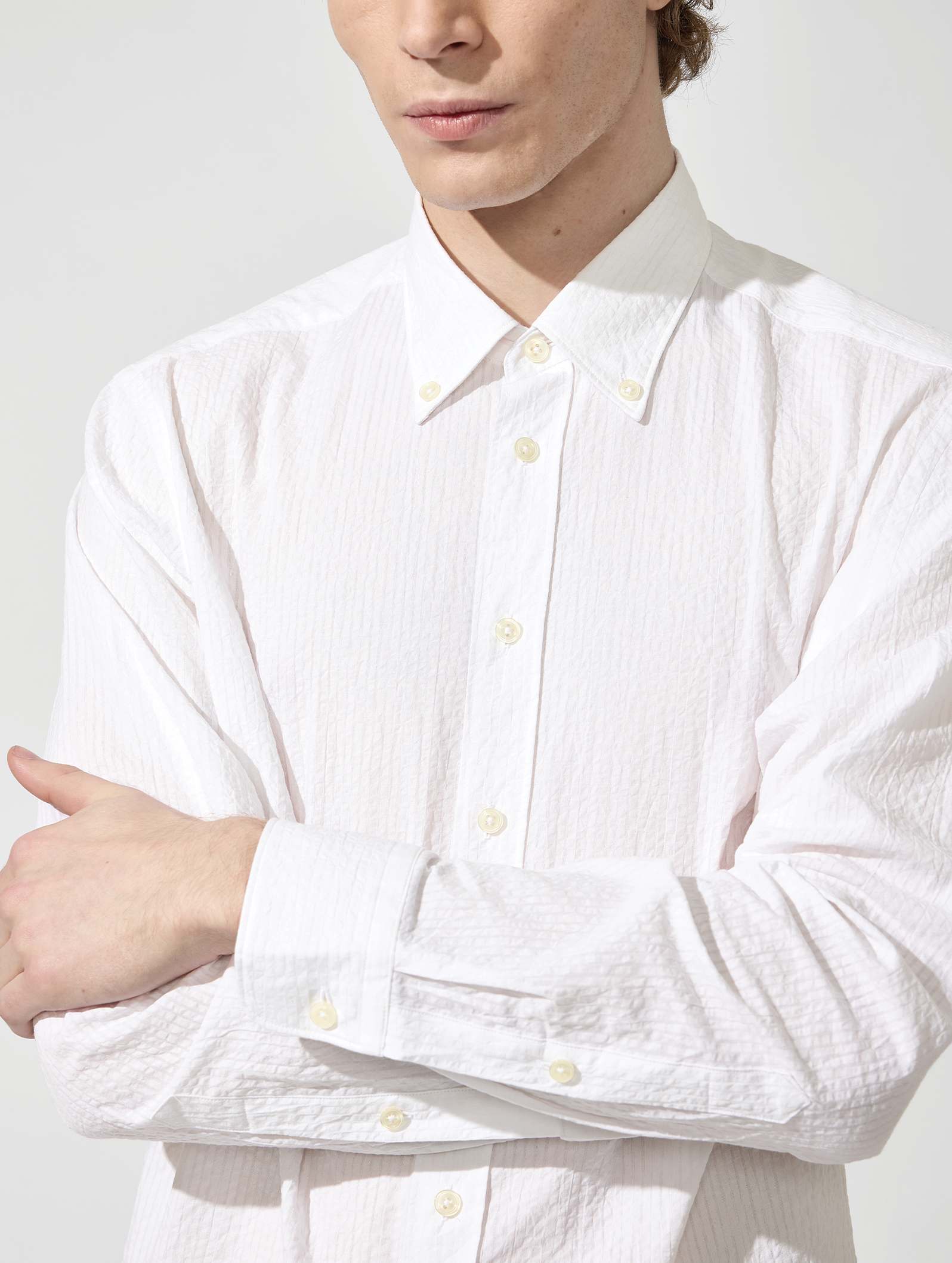 OB2 STUDIO SELF STRIPE SEERSUCKER | MEN (WHITE)